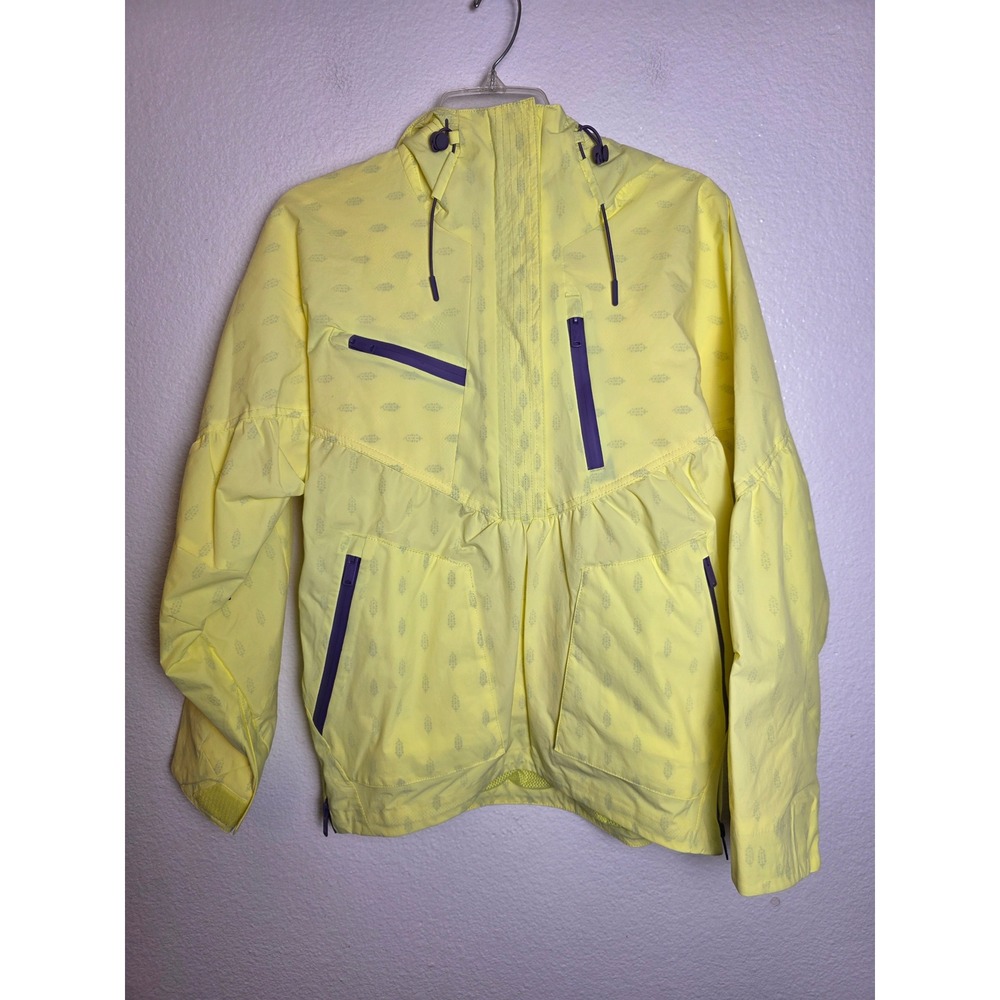 FP Movement Free People Yellow Purple Print Hooded Windbreaker Jacket Womens XS